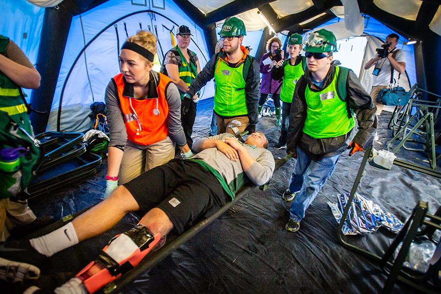 Northwest will host its annual Missouri Hope emergency response field training exercise in October. The training exercise provides students with real-time experience in emergency and disaster management while partnering with agencies from throughout the region. (Northwest Missouri State University photos)